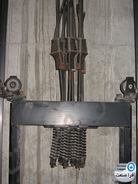 سیم بکسل متصل شده به قاب وزنه تعادل آسانسور افرا صنعت